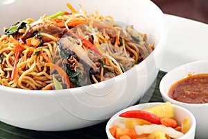 Fried noodle asian food