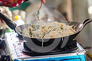 Fried noodles is a local people`s taste ethnic Chinese in Thailand.