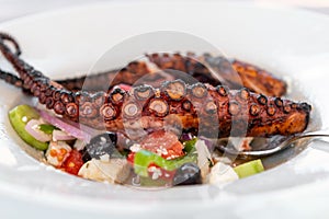 Fried Octopus with Greek Salad