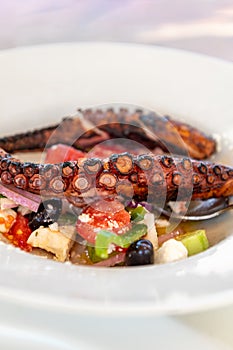 Fried Octopus with Greek Salad