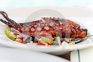 Fried Octopus with Greek Salad
