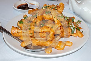 Fried octopus and oinion