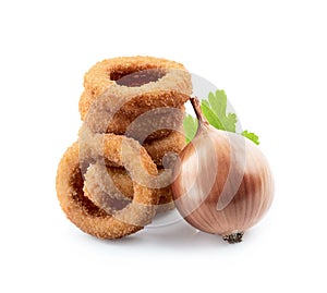 Fried onion rings nand onion vegetables