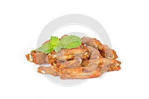 Fried parts chicken wings isolated on white