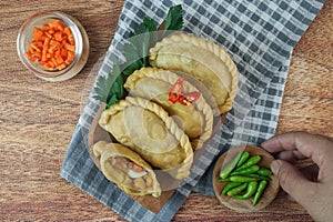 Fried pastels, in Indonesia known as Pastel goreng