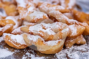 Fried pastrie of Carnival, strips of fried dough typically made on Mardi Gras photo