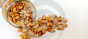 Fried Peanuts In Transparent Jar