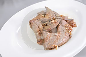 Fried pork liver with garlic pepper