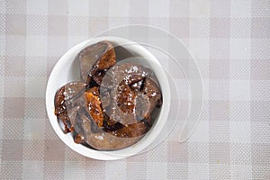 Fried pork liver with sugar