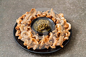 Fried pork rince or Pork snack with Northern Thai Green Chilli D