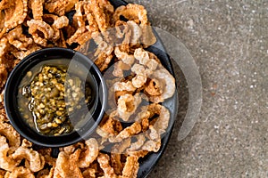 Fried pork rince or Pork snack with Northern Thai Green Chilli D