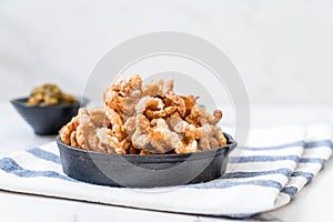 Fried pork rince or Pork snack with Northern Thai Green Chilli D