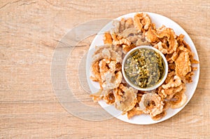 Fried pork rince or Pork snack with Northern Thai Green Chilli Dip