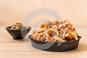 Fried pork rince or Pork snack with Northern Thai Green Chilli Dip