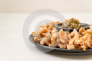 Fried pork rince or Pork snack with Northern Thai Green Chilli Dip