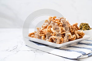 Fried pork rince or Pork snack with Northern Thai Green Chilli Dip