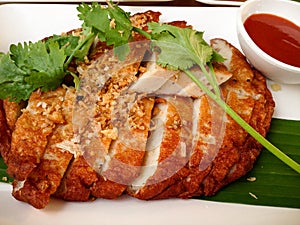 Fried pork on white plate,Vietnamese Pork Sausage