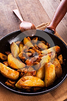 Fried potato and champignons