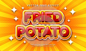 Fried potato editable text effect with fries food theme