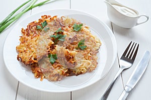 Fried potato pancakes or latke traditional