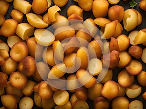 fried potatoes background, close up