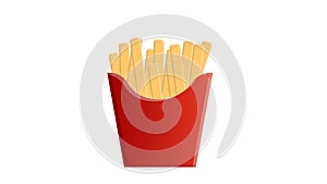 Fried potatoes on a white background, vector illustration. French fries in a red cardboard bag. fast food food, quick snack with