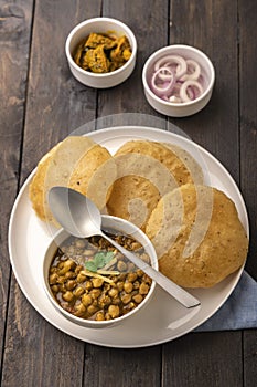 Fried Puri and Chole ki sabzi - famous Indian food