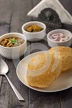 Fried Puri and Chole ki sabzi - famous Indian food