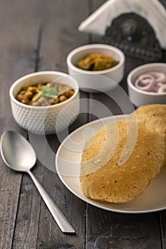 Fried Puri and Chole ki sabzi - famous Indian food