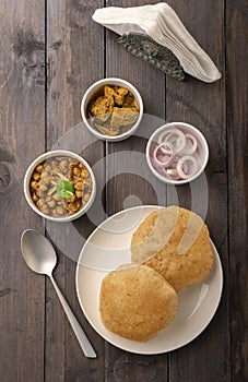 Fried Puri and Chole ki sabzi - famous Indian food