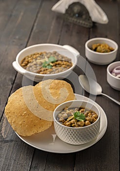 Fried Puri and Chole ki sabzi - famous Indian food