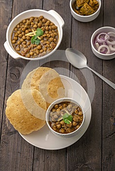 Fried Puri and Chole ki sabzi - famous Indian food