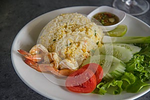 Fried rice and big shrimp
