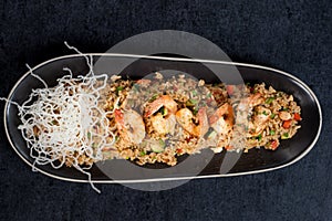 Fried rice with calamari - asian food. chaufa rice with shrimp photo