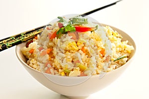 Fried rice with egg in a bowl photo