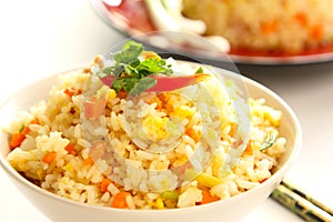 Fried rice with egg in a bowl photo