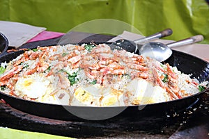 Fried rice egg prawn