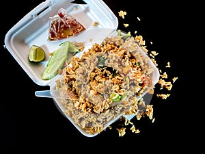 Fried rice in foam box
