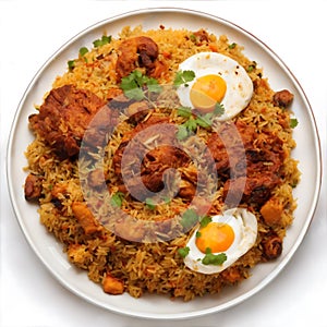 Fried rice with grilled chicken and tomato Generative AI