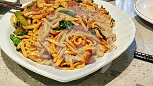 Fried rice noodles with beef is a delicious food in Guangdong, China