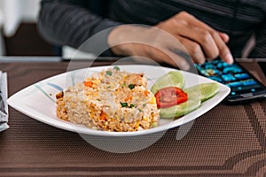 Fried Rice with Salted Fish in Restaurant at Luang Prabang, Laos