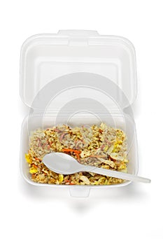 Fried rice in Styrofoam box