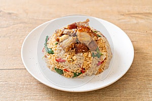 Fried rice with Thai basil and crispy belly pork