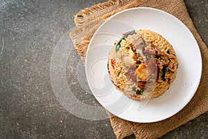Fried rice with Thai basil and crispy belly pork