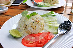 Fried rice thai style on the table in restaurant