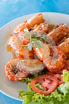 Fried river prawn with sweet and sour sauce