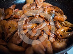 Fried roasted shrimps