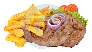 Fried Rump Steak And Chips Meal