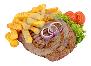 Fried Rump Steak And Chips Meal
