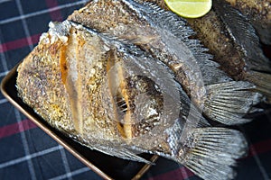 Fried salted dried damsel fish.